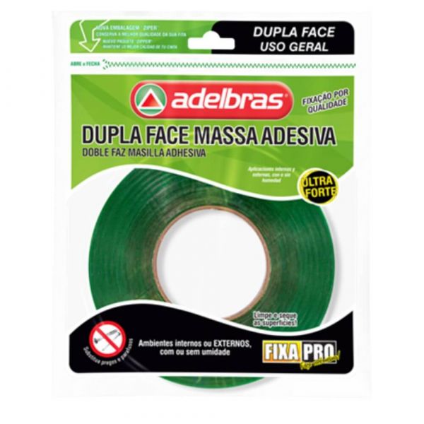 Fita Dupla Face Massa Acrílica 9,5mm x 20m Adelbras
