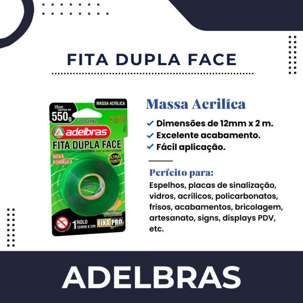 Fita Dupla Face Massa Acrílica Fixa Pro200 Adelbras 0815000001