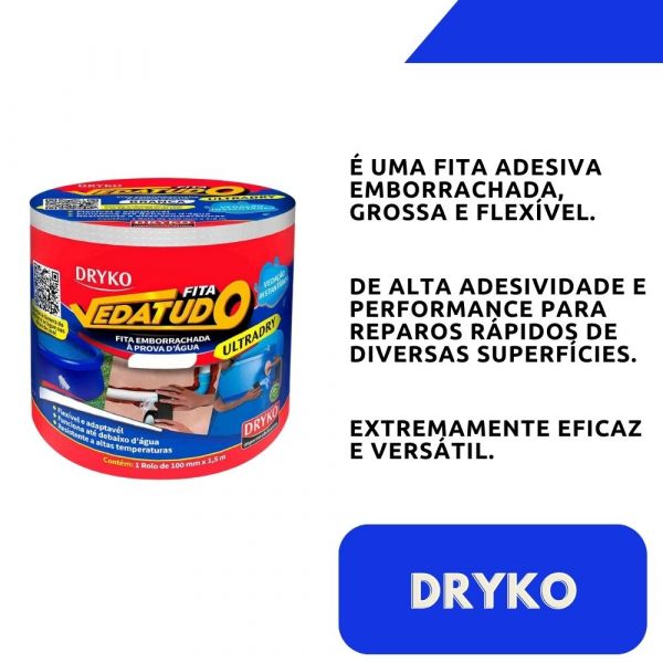 Fita Emborrachada Vedatudo 100mm X 1,5m Dryko