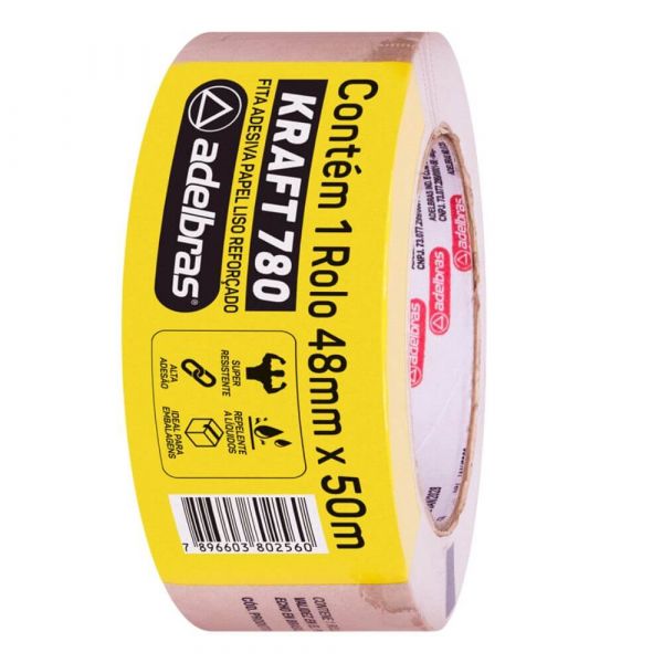 Fita Empacotamento Reforçada Kraft 780 48mm x 50M Adelbras