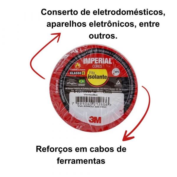Fita Isolante Vermelha Imperial Slim 18mmx20m 3M 