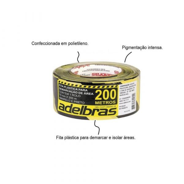 Fita Zebrada Preta/amarela 200 Metros Adelbras