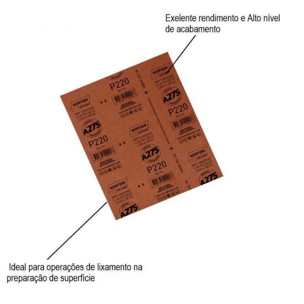 Folha De Lixa A Seco A-275 P0220 Norton