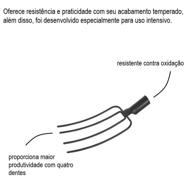 Forcado Reto 4 Dentes Sem Cabo Jg Industria