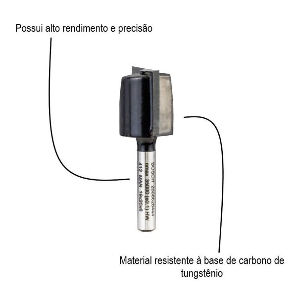 Fresa reta Bosch 6 mm, D1 19 mm, L 19,5 mm, G 51 mm