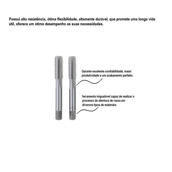 Jogo De Macho Manual Bsw 3/8 X16 2 Peças Hansactenica