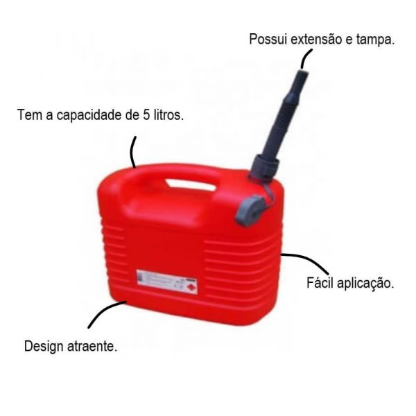 Galão De Polietileno Para Gasolina 5 Litros Com Extensão Bremen