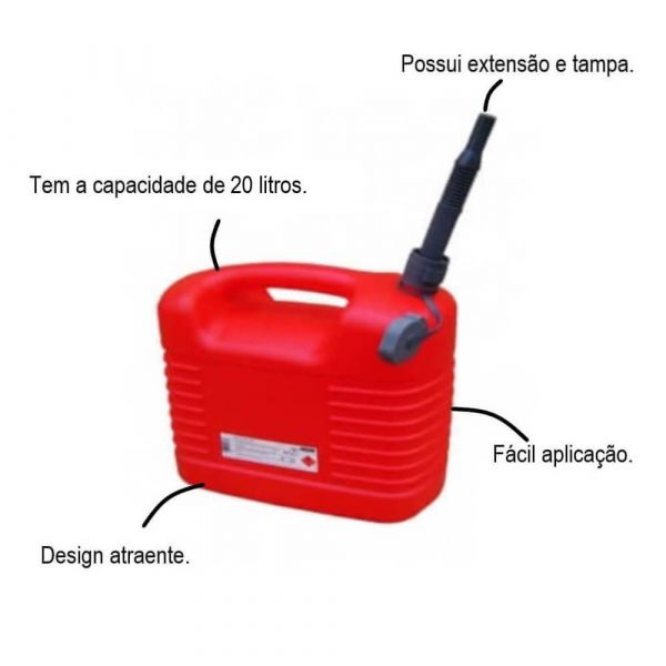 Galão De Polietileno Vermelho 20 Litros Bremen