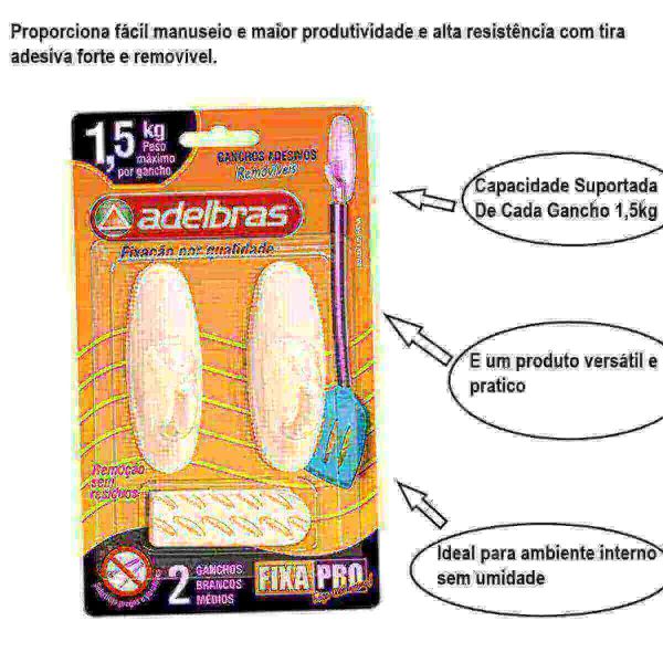 Gancho Plástico Adesivo Removível Adelbras 0821000001
