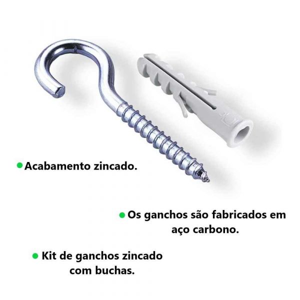 Gancho Com Bucha 4 Unidades 08mm Bemfixa