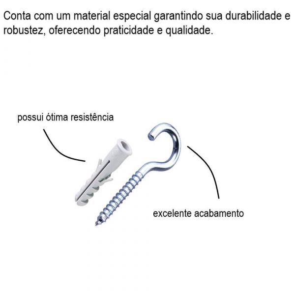 Gancho Com Bucha Nylon 5mm Bemfixa