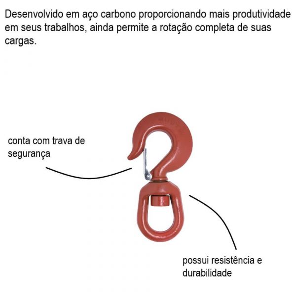 Gancho Olhal Giratório com Trava 1 Tonelada Carbostorm