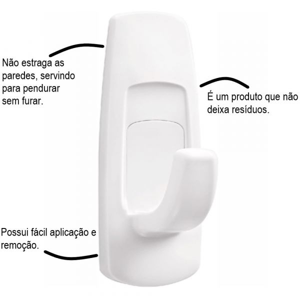 Gancho Grande Design com Adesivo Command 3M