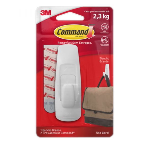 Gancho Grande Design com Adesivo Command 3M