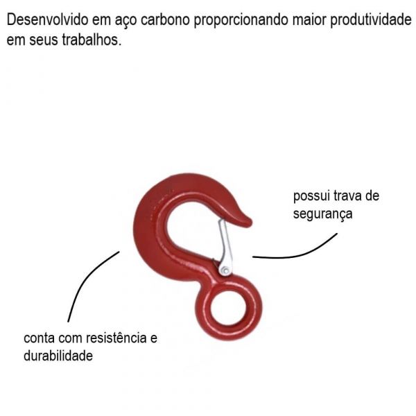 Gancho Olhal com Trava 1,5 Toneladas Carbostorm