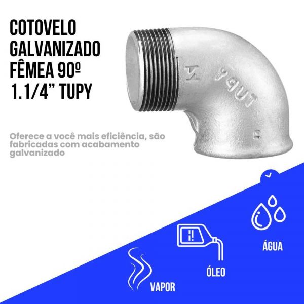 Cotovelo Galvanizado Fêmea 90º 1.1/4” Tupy