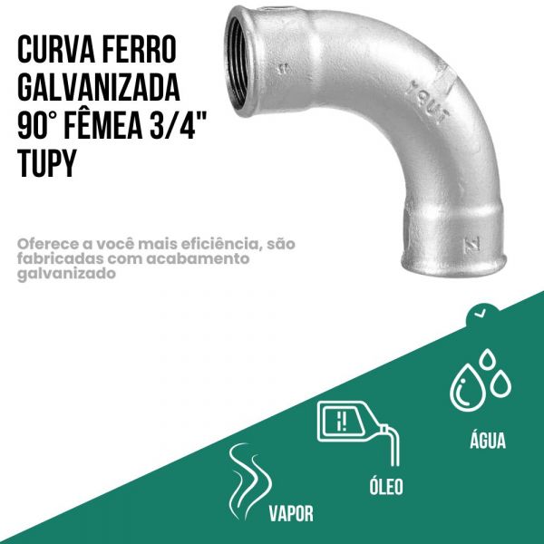 Curva Ferro Galvanizada 90° Fêmea 3/4