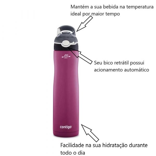Garrafa Térmica Inox Autospout Ashland Chill com Bico Retrátil 591ml Rosa Contigo