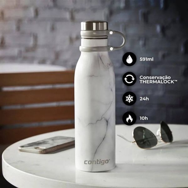 Garrafa Térmica Inox Parede Dupla Matterhorn Couture 591ml Marble Contigo