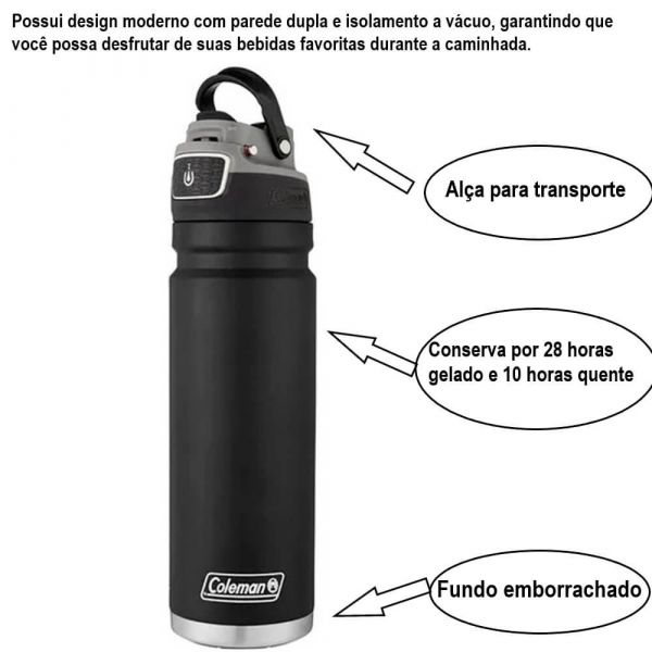 Garrafa Térmica Squeeze Freeflow 709ml Preta Coleman