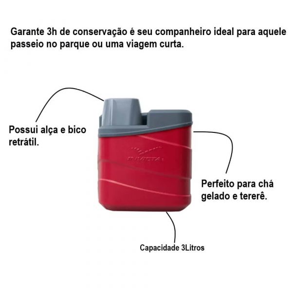 Garrafa Térmica Vermelha 3 Litros Maratona Invicta