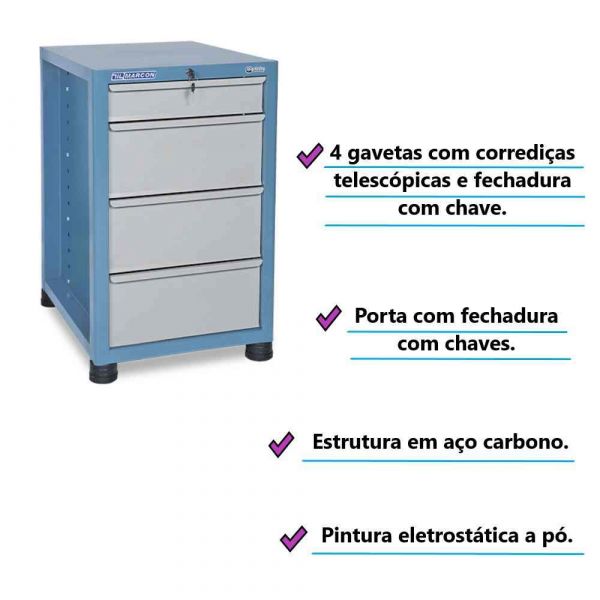 Gaveteiro com 04 Gavetas Marcon Mod.G-4