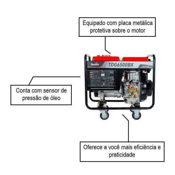 Gerador De Energia Monofásico Á Diesel 220V 5,5KVA TDG6500BX Toyama