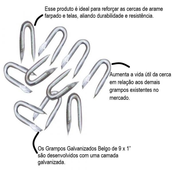 Grampo Galvanizado para Cerca 9x1” 1KG Belgo