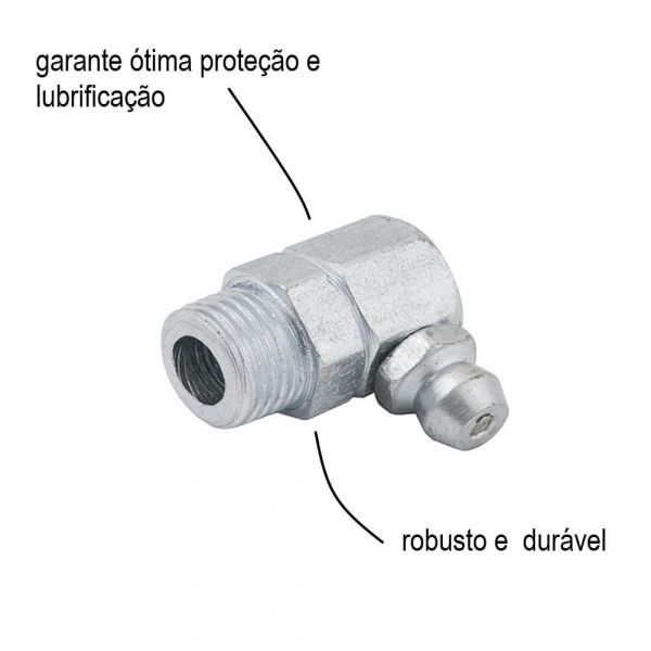 Graxeira Aço Zincado 90° 1/8” x 3/8” Vonder