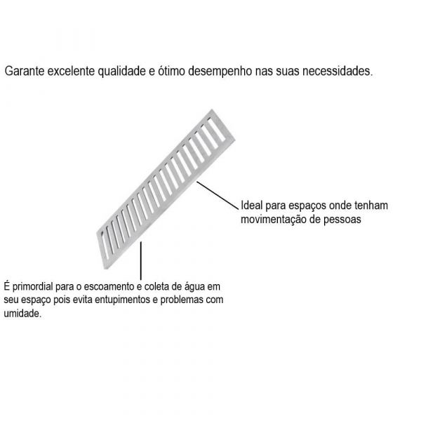 Grelha Sem Caixilho Escovado 10X100cm Metalmig