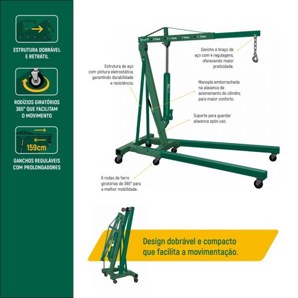 Guincho Hidráulico Dobrável 2 Toneladas SCAE5843-LA Sata