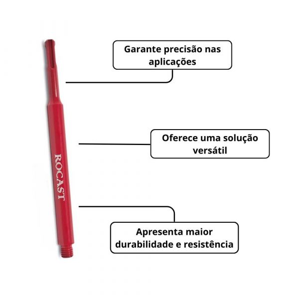 Haste para Serra Copo Diamantada com Encaixe Plus 200mm Rocast