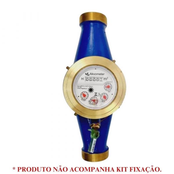 Hidrômetro Multijato 1.1/2 Pol. com Adaptador (Rosca 2 Pol.) DN40 Q3 16m³/h Hidrometer 