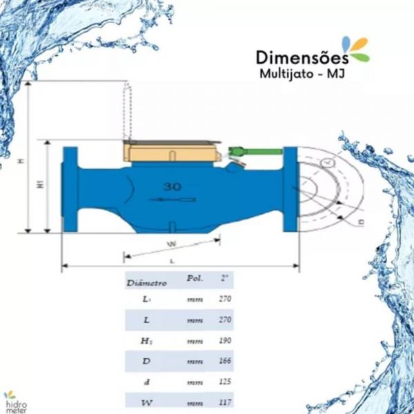 Hidrômetro Multijato 2 Pol. com Flange DN50 Q3 25m³/h Hidrometer 