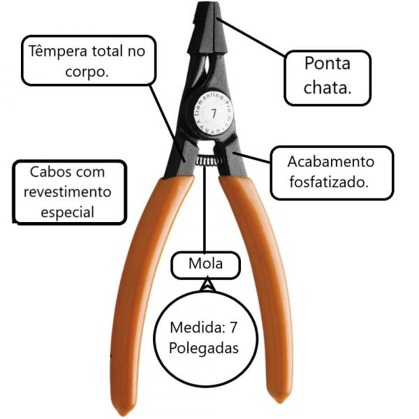 Alicate Para Anéis Ponta Chata 7” Tramontina