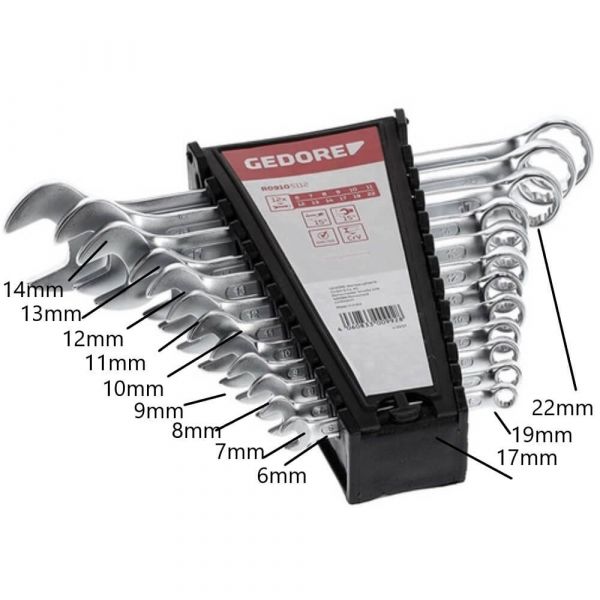 Jogo de Chaves Combinadas de 12 Peças 6-22mm Gedore