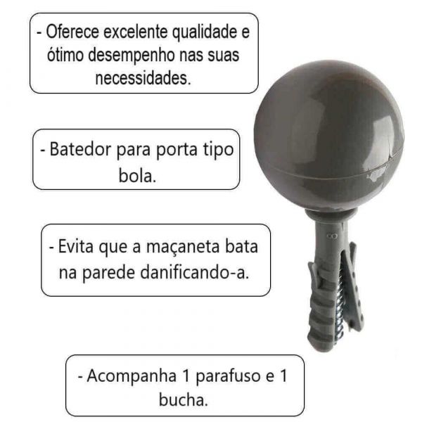 Batedor Para Porta Bola Cinza Bemfixa