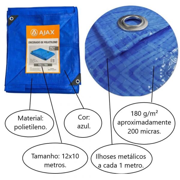 Lona Leve de Polietileno 12X10 180gr/m2 Ajax