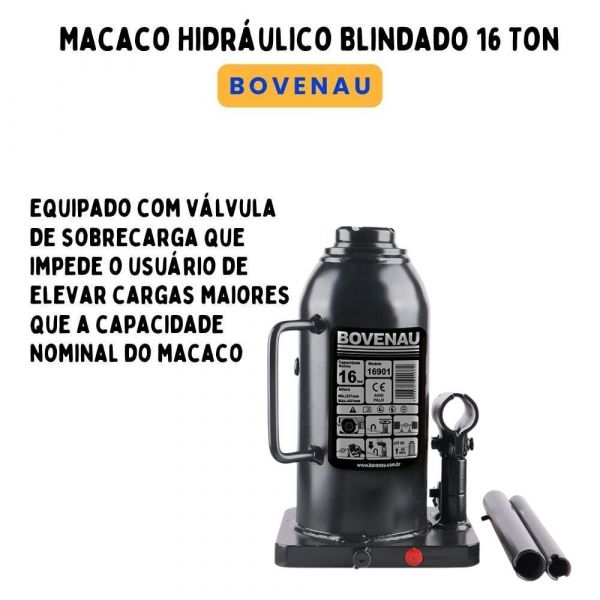 Macaco Hidráulico Blindado 16 Toneladas Bovenau 