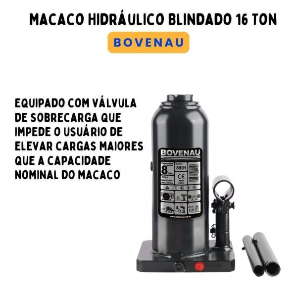 Macaco Hidráulico Blindado 8 Toneladas Bovenau 