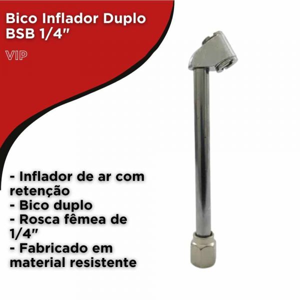 Bico Inflador Duplo BSB 1/4