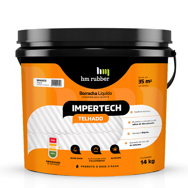 Impertech Telhado Borracha Líquida Impermeabilizante 16kg Branco Hm Rubber
