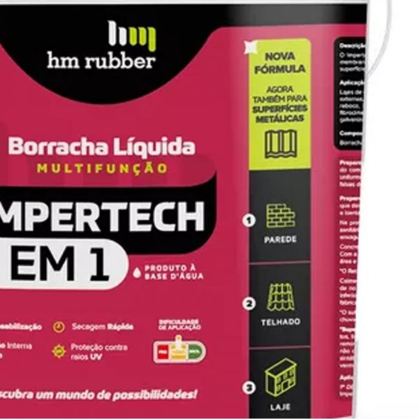 Impermeabilizante Impertech 3 em 1 Branco 3,6Kg Hm Rubber