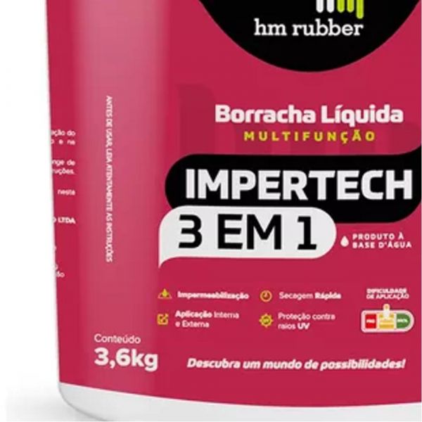 Impermeabilizante Impertech 3 em 1 Branco 3,6Kg Hm Rubber