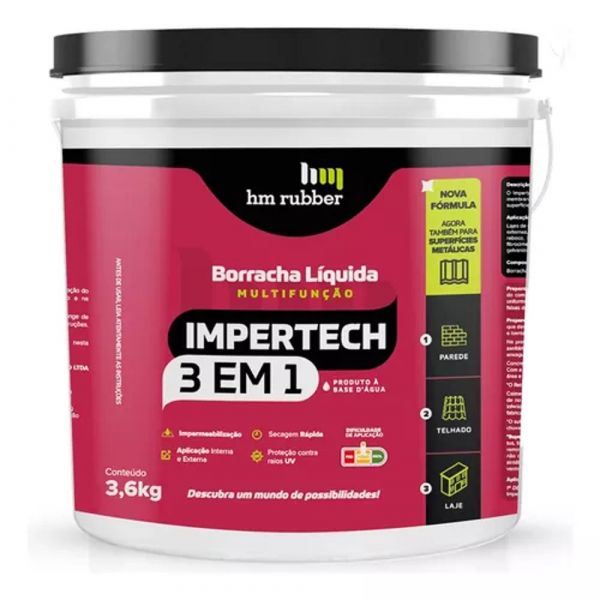 Impermeabilizante Impertech 3 em 1 Cinza 3,6Kg Hm Rubber