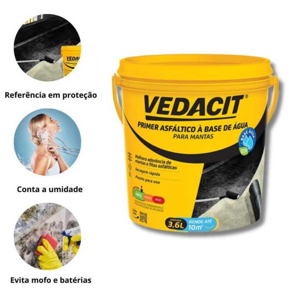 Primer Eco Asfáltico a Base de água 3,6 Litros Vedacit