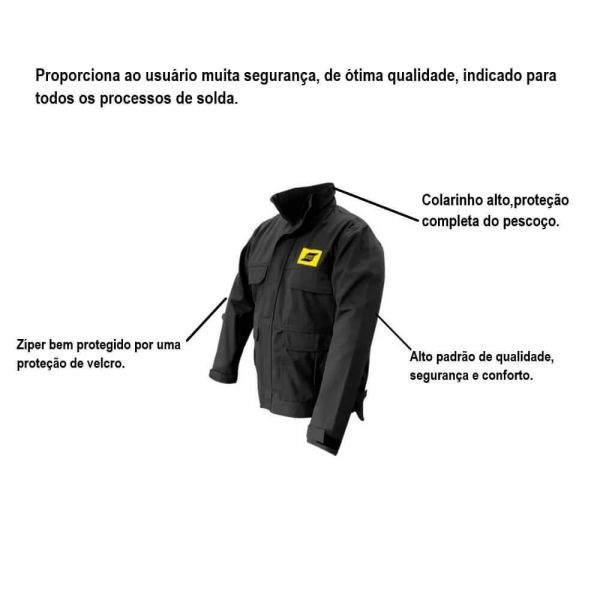 Jaqueta De Solda Preta Tamanho G Esab