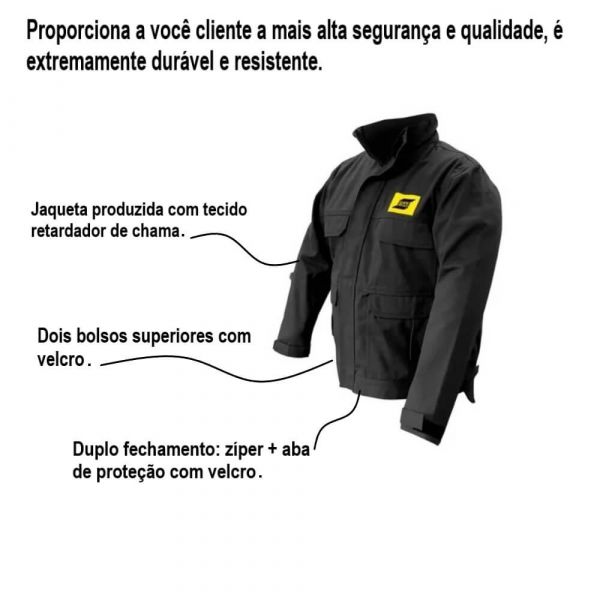 Jaqueta De Solda Preta Tamanho M Esab
