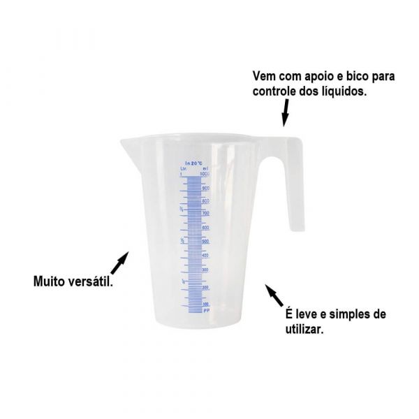 Jarra Em Polietileno Graduada 1 Litro Branca Bremen