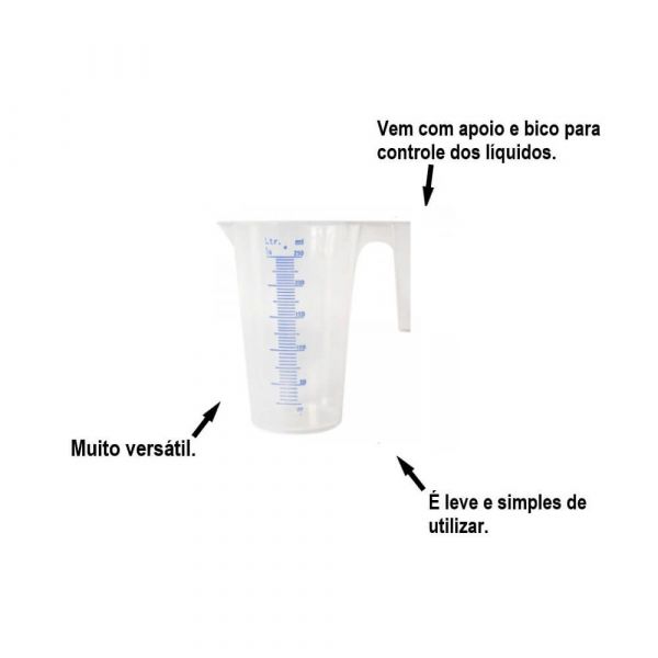 Jarra Em Polietileno Graduada 250Ml Branca Bremen